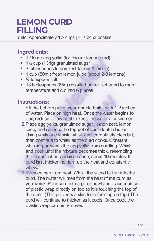 Manual preview &mdash; lemon curd filling recipe