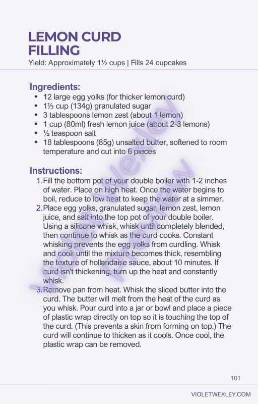Manual preview &mdash; lemon curd filling recipe